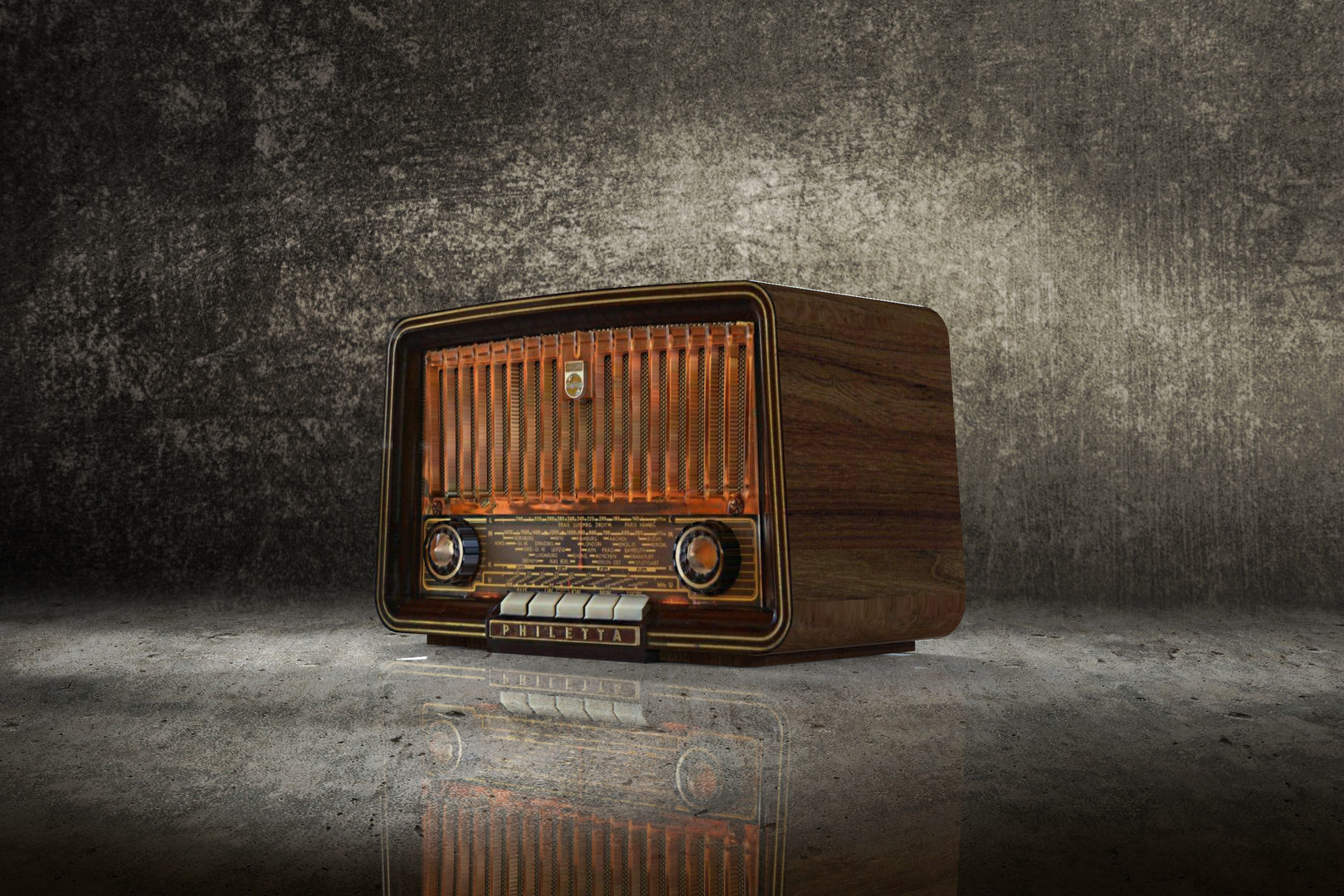 Low Poly Old Radio 4 maresal3d Low-poly 3D model_3