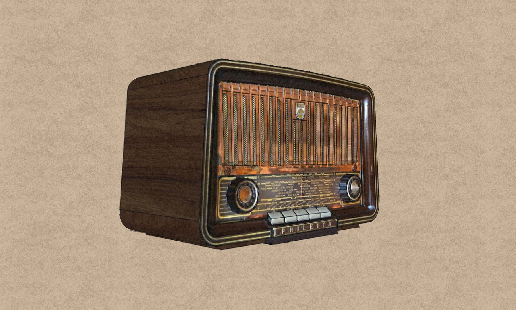 Low Poly Old Radio 4 maresal3d Low-poly 3D model_12