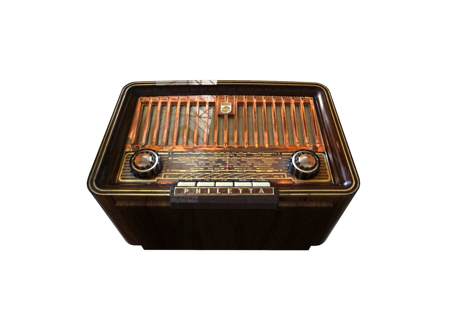 Low Poly Old Radio 4 maresal3d Low-poly 3D model_7