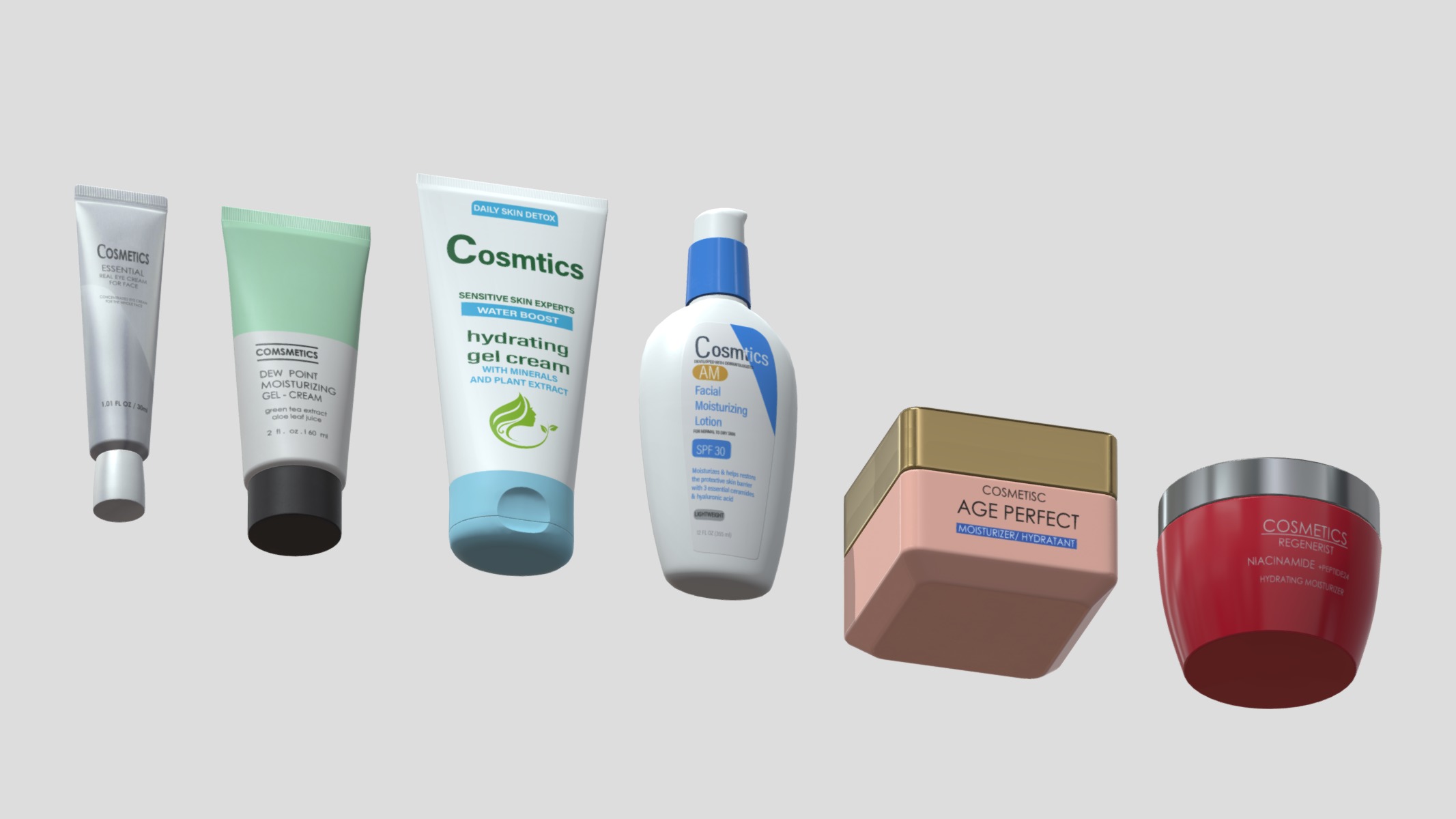 Cosmetics Set Low Poly Low-poly 3D model_15