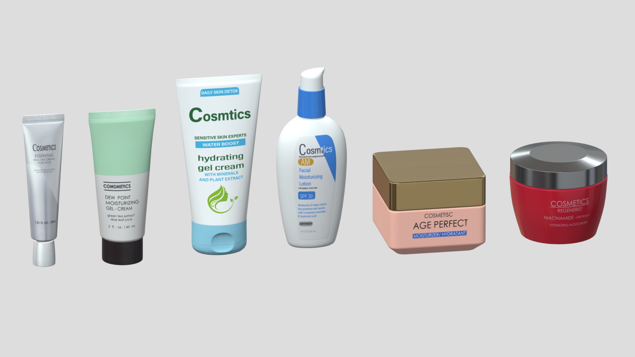 Cosmetics Set Low Poly Low-poly 3D model_6