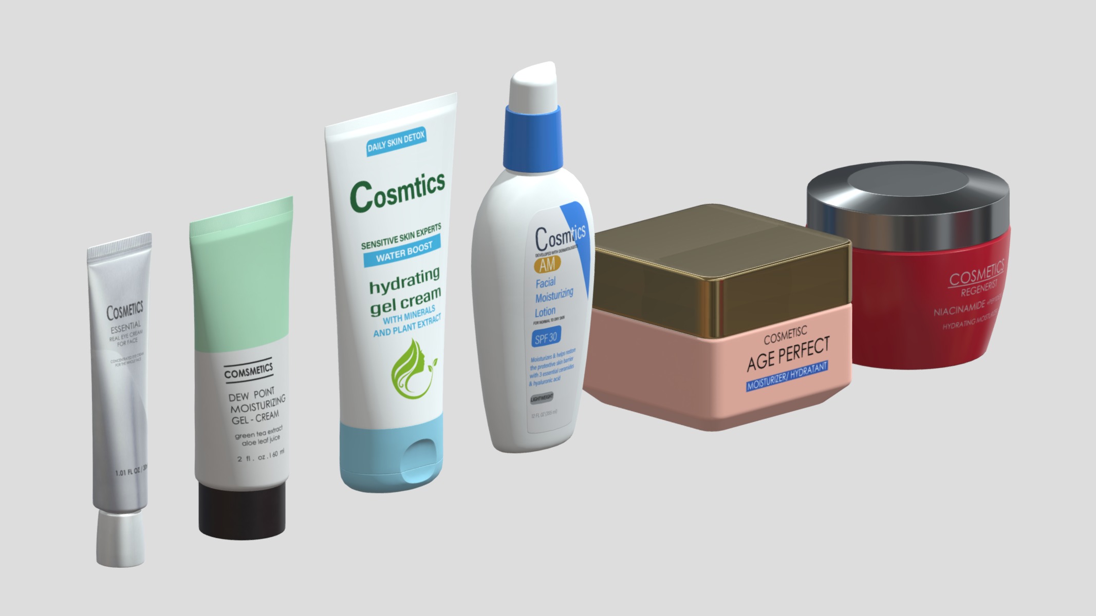 Cosmetics Set Low Poly Low-poly 3D model_14