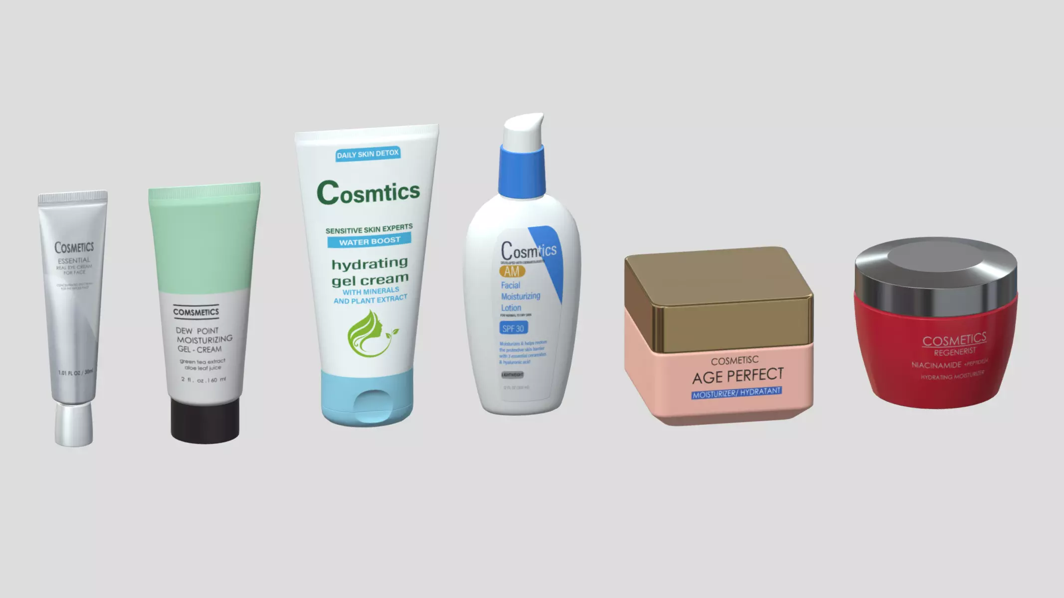 Cosmetics Set Low Poly Low-poly 3D model_0