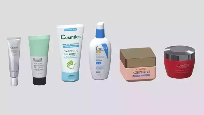 Cosmetics Set Low Poly Low-poly 3D model Cosmetics Set Low Poly Low-poly 3D model