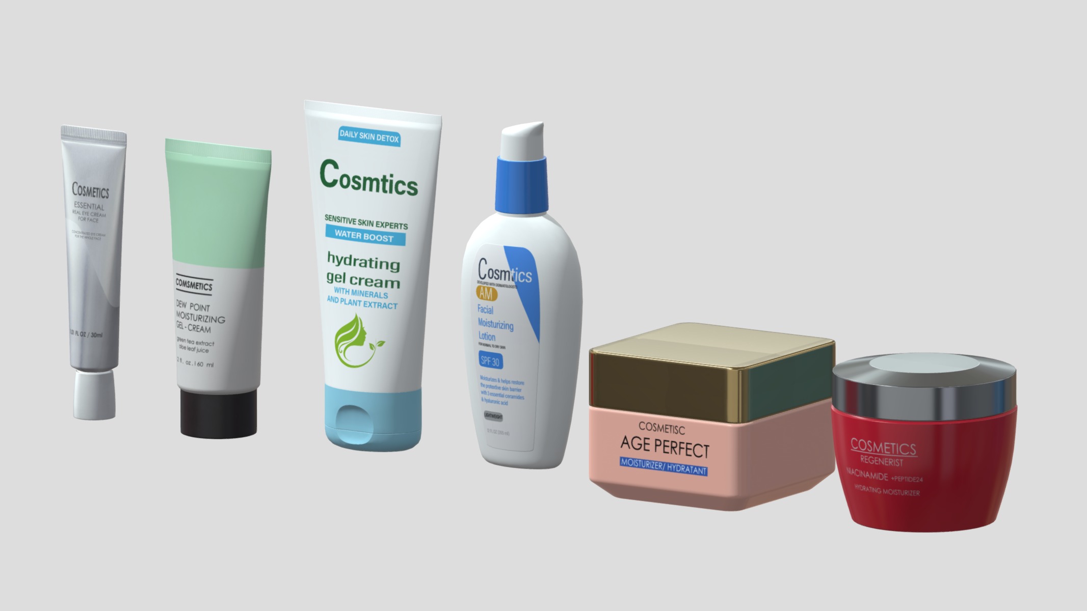 Cosmetics Set Low Poly Low-poly 3D model_5