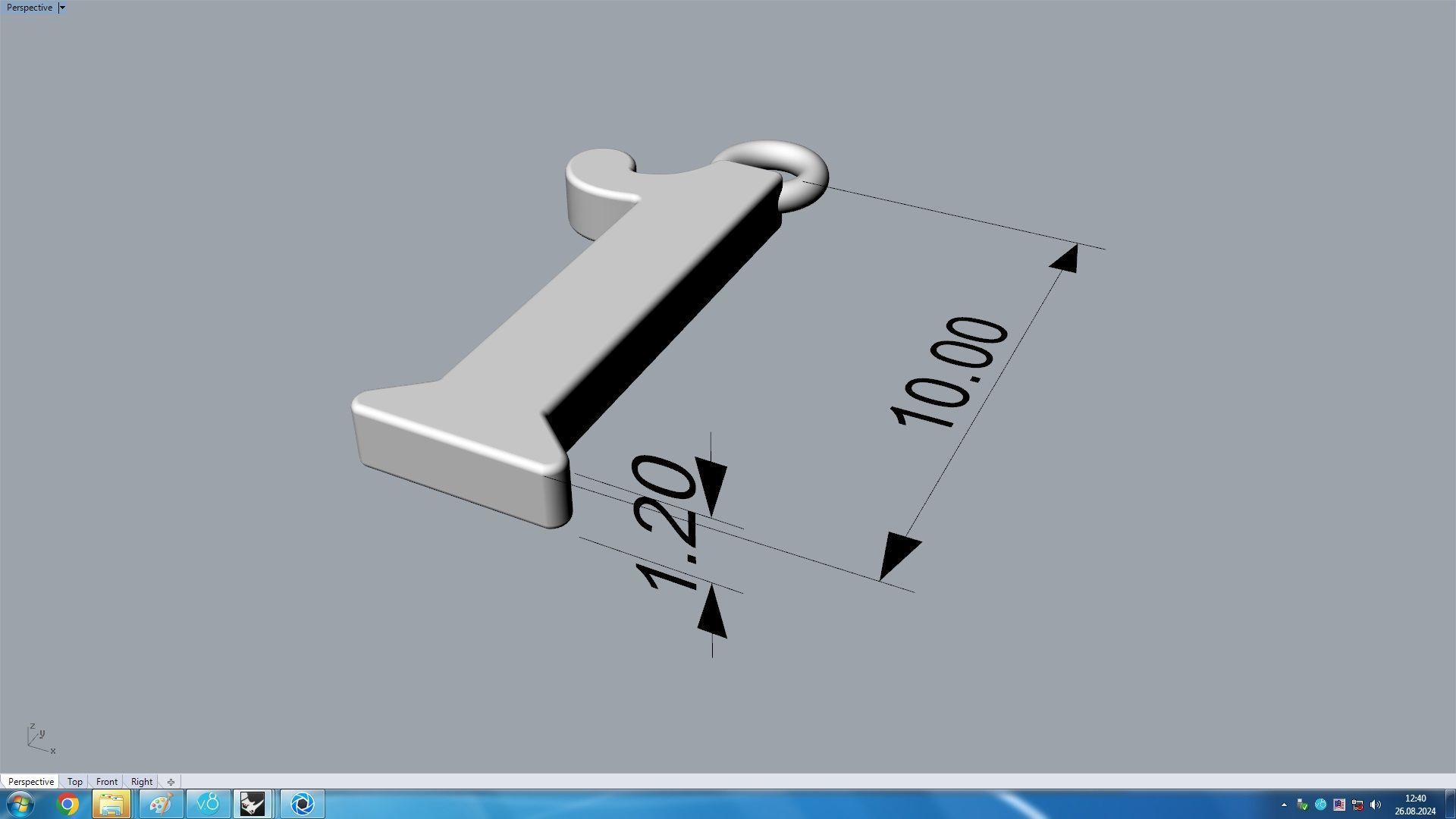 numerals Pendant one 1 3D print model_3