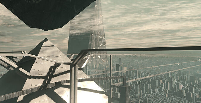 Sci-fi futuristic mega city 3D model 5
