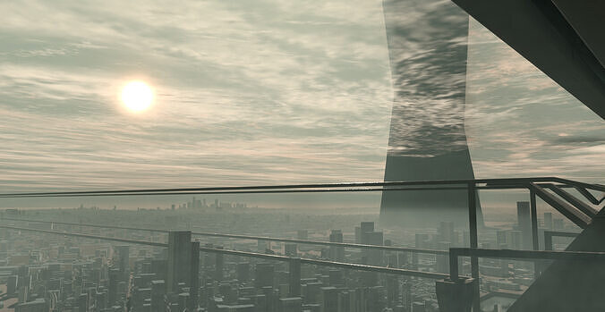 Sci-fi futuristic mega city 3D model 6