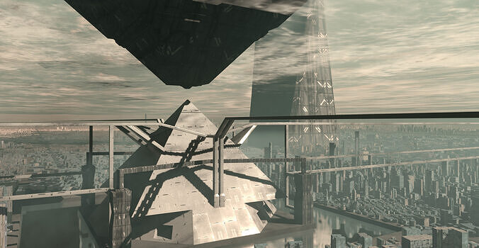 Sci-fi futuristic mega city 3D model 7