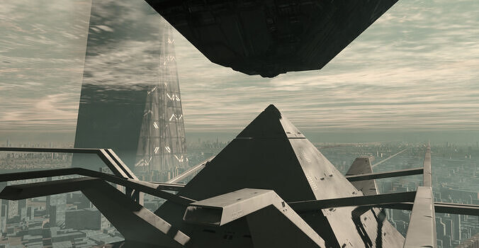 Sci-fi futuristic mega city 3D model 4