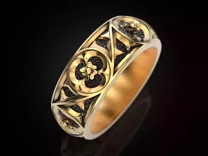 Gothic ornament Ring pattern V2 3D print model