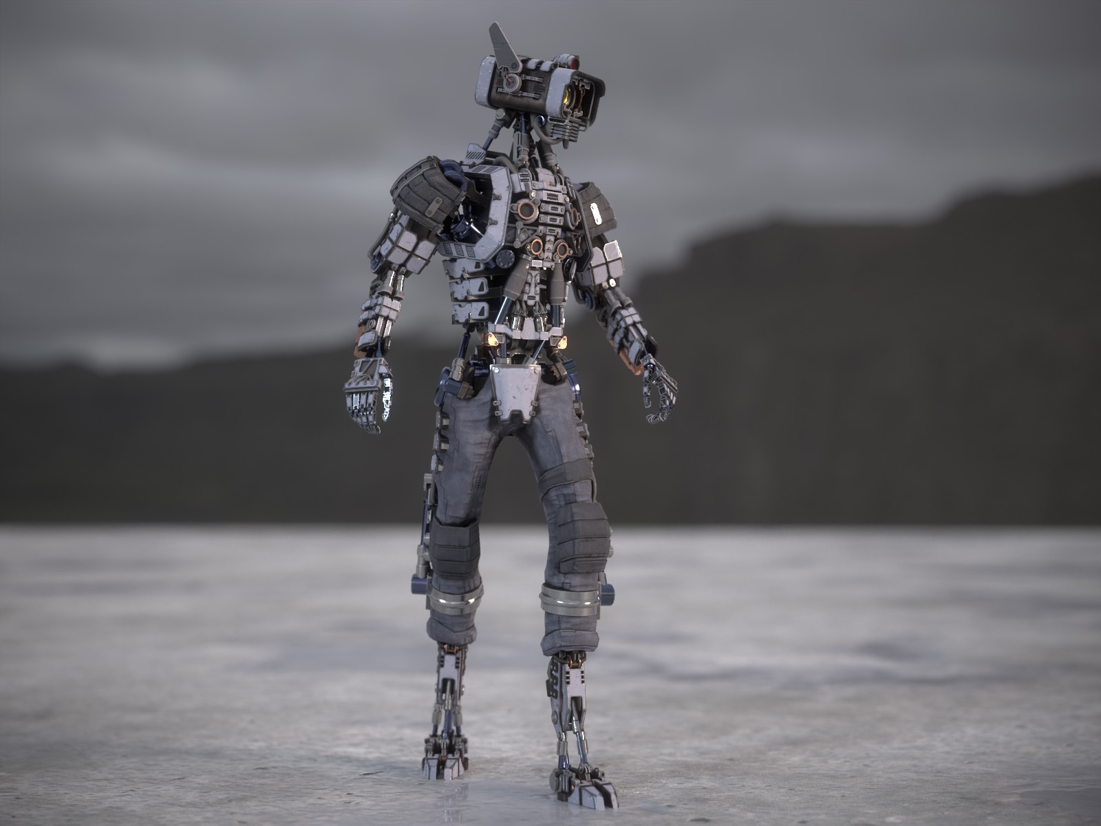 Univesral gameready robot with 3 color options Low-poly 3D model_28