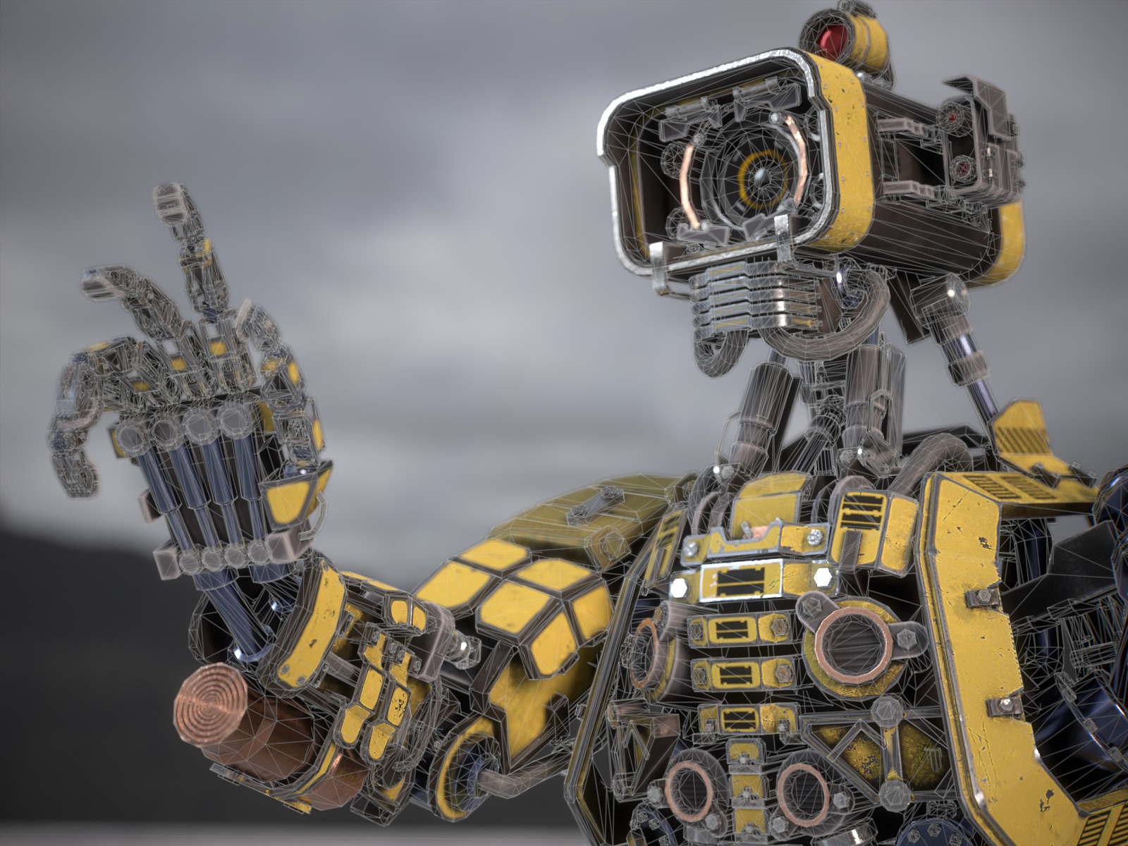 Univesral gameready robot with 3 color options Low-poly 3D model_32