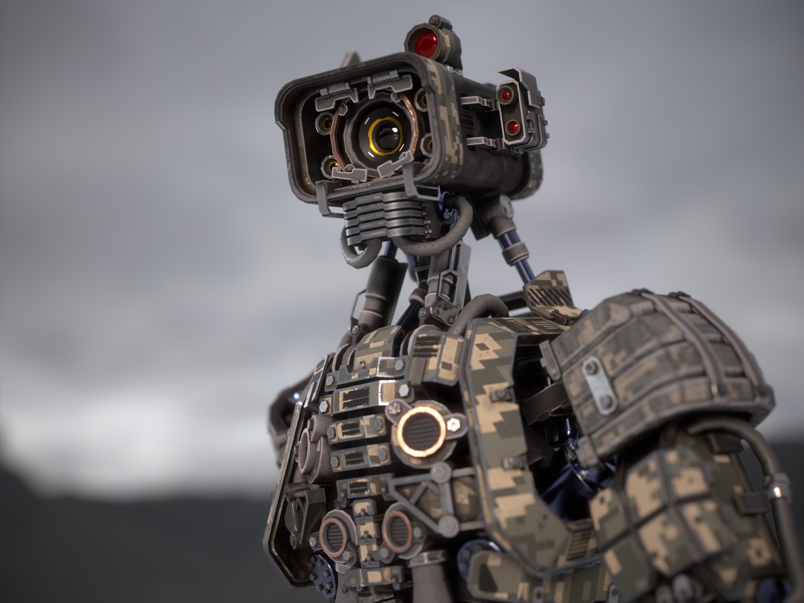 Univesral gameready robot with 3 color options Low-poly 3D model_11