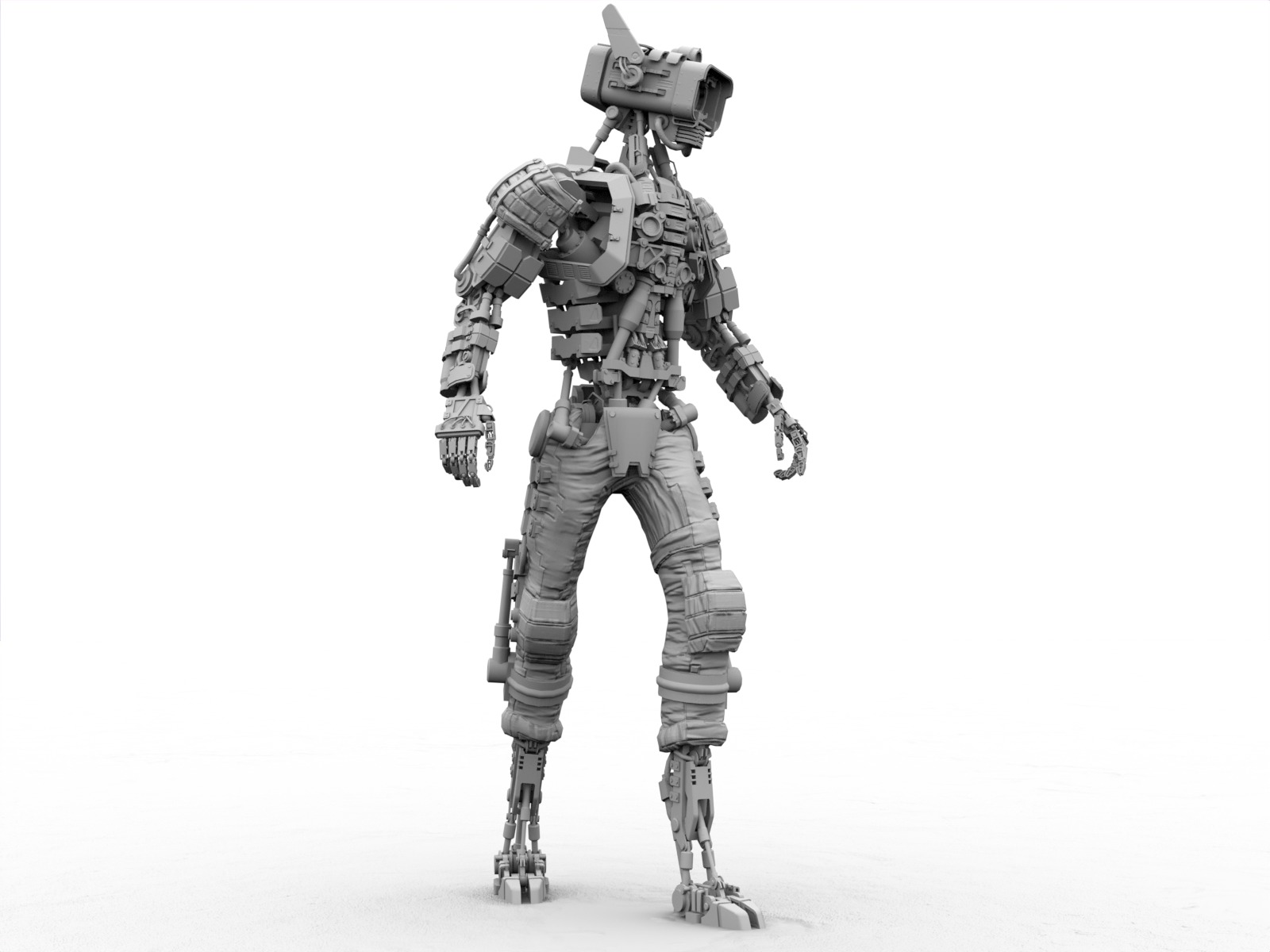 Univesral gameready robot with 3 color options Low-poly 3D model_2