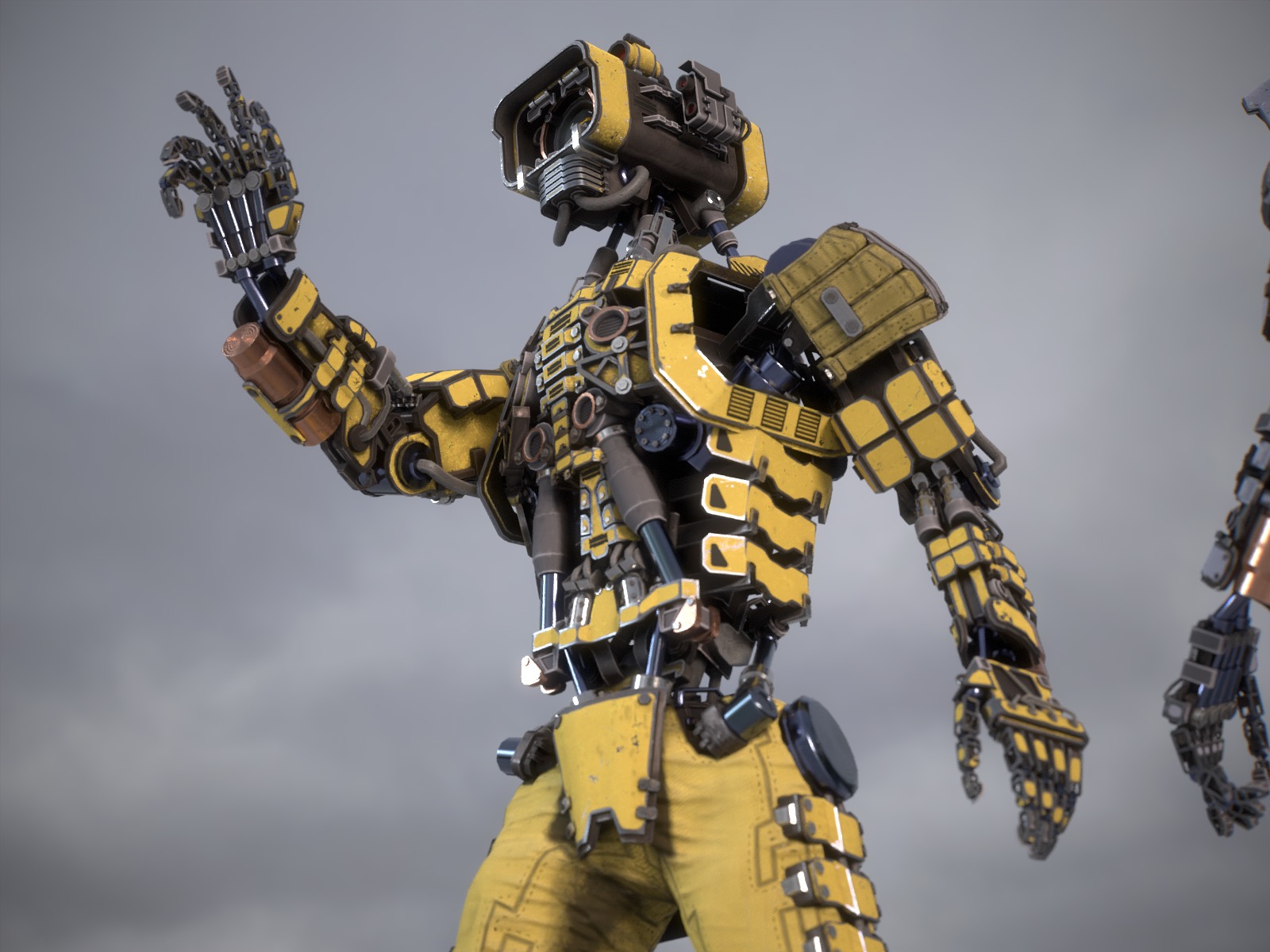 Univesral gameready robot with 3 color options Low-poly 3D model_12