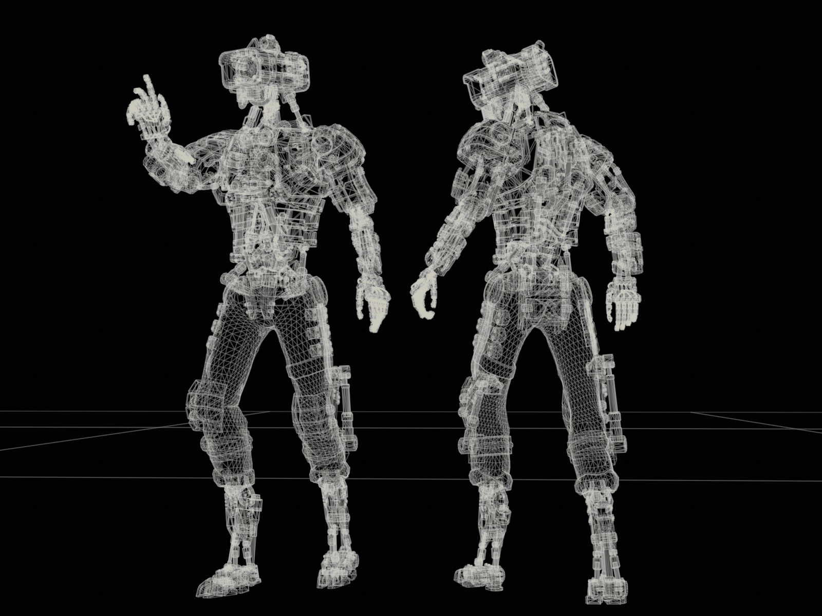 Univesral gameready robot with 3 color options Low-poly 3D model_36