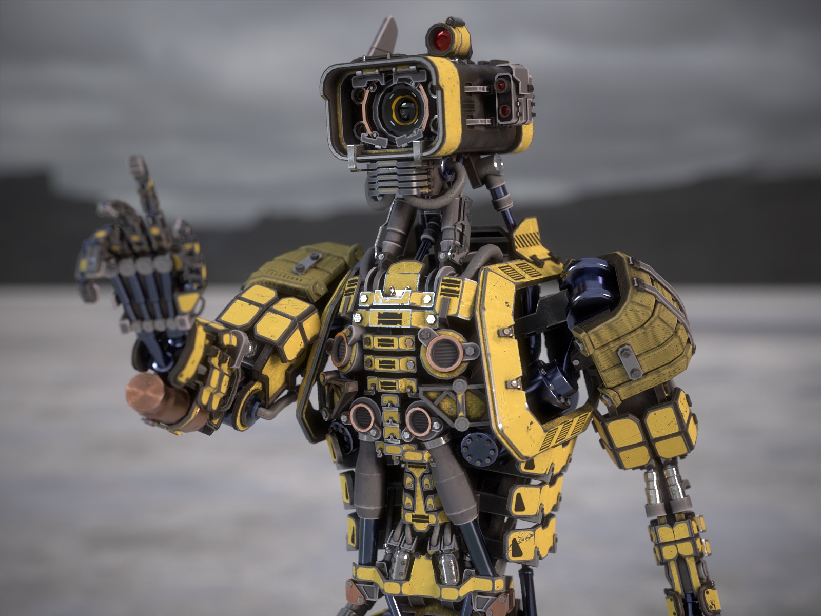 Univesral gameready robot with 3 color options Low-poly 3D model_3