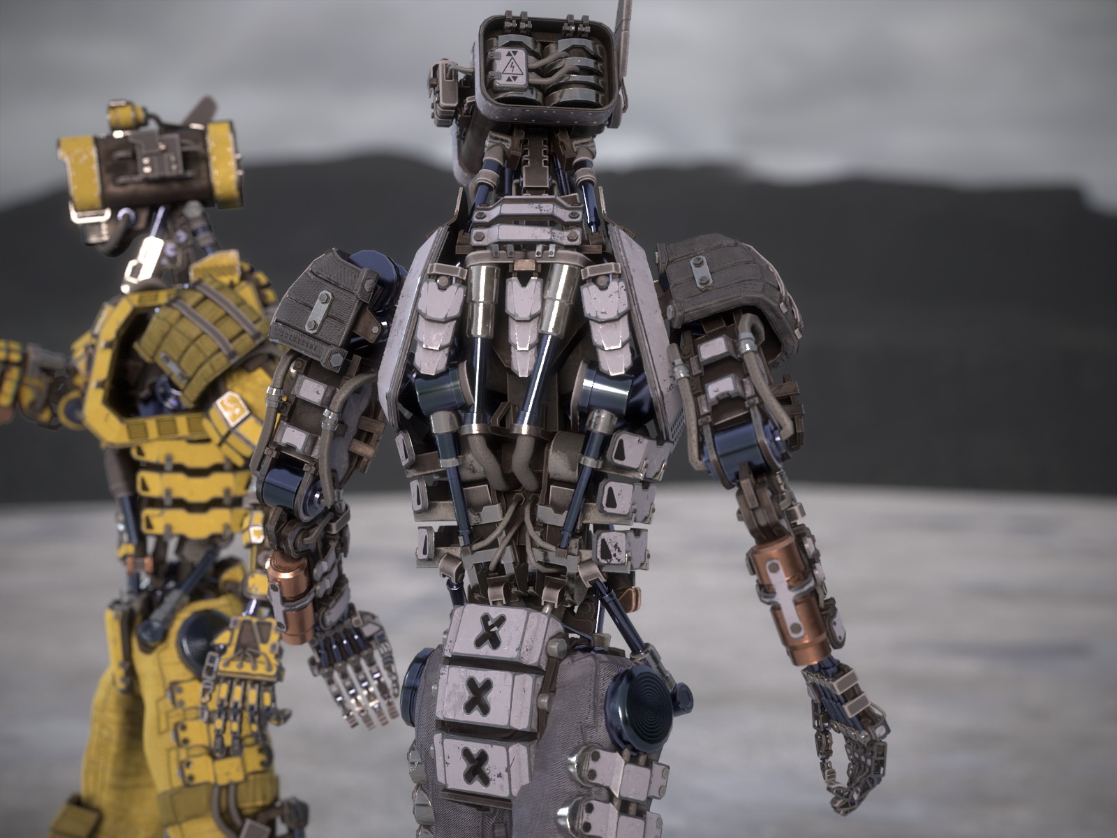 Univesral gameready robot with 3 color options Low-poly 3D model_18