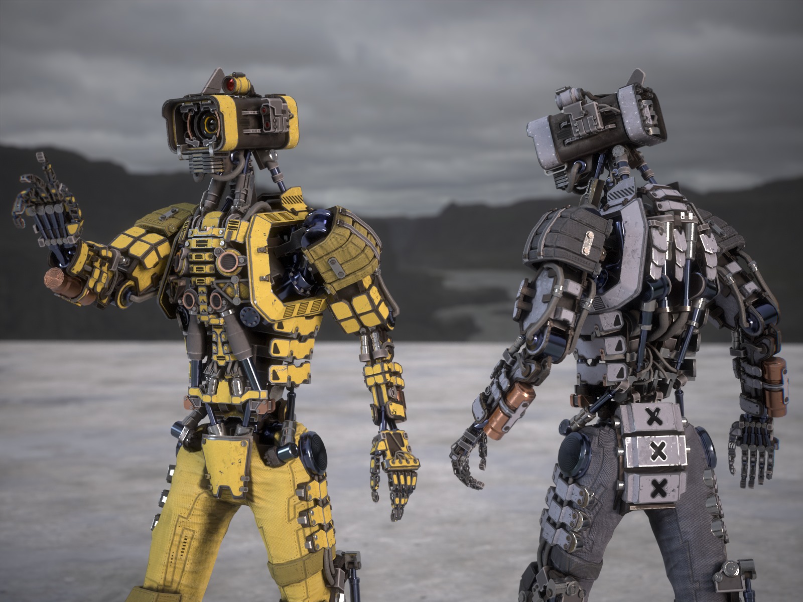 Univesral gameready robot with 3 color options Low-poly 3D model_5