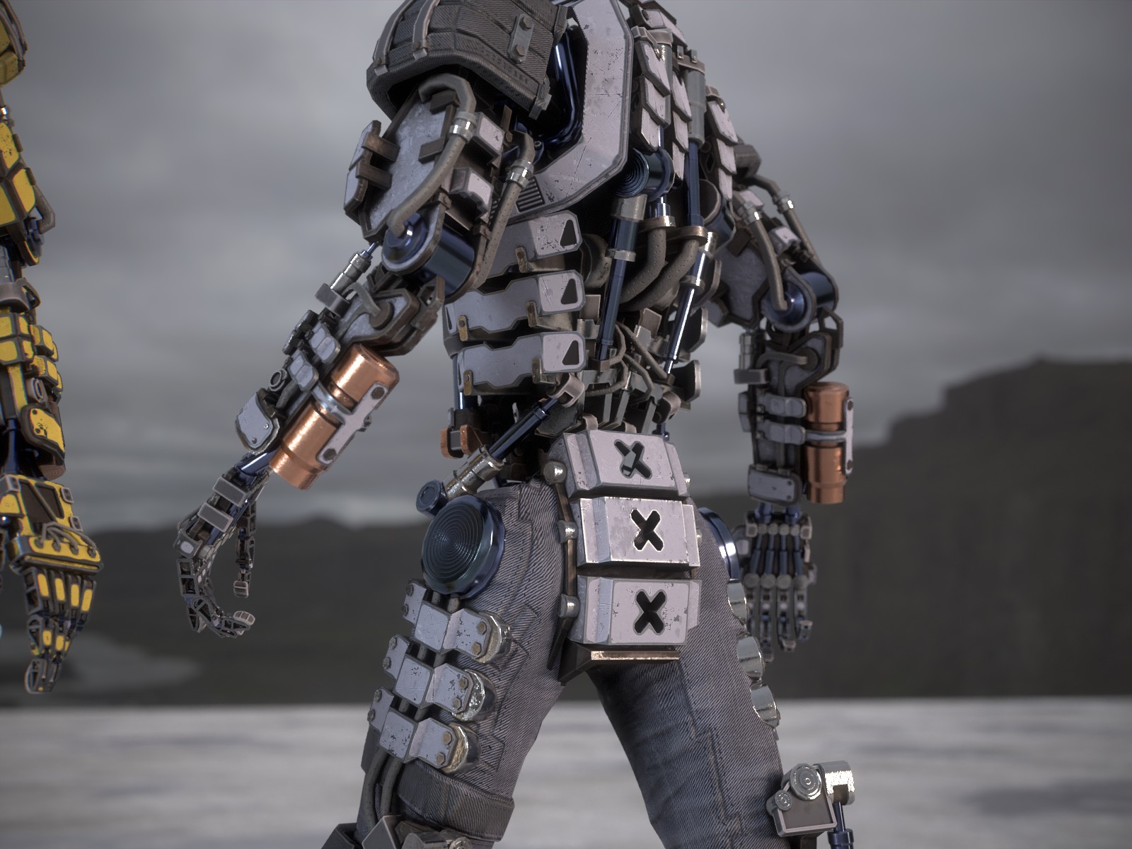 Univesral gameready robot with 3 color options Low-poly 3D model_13