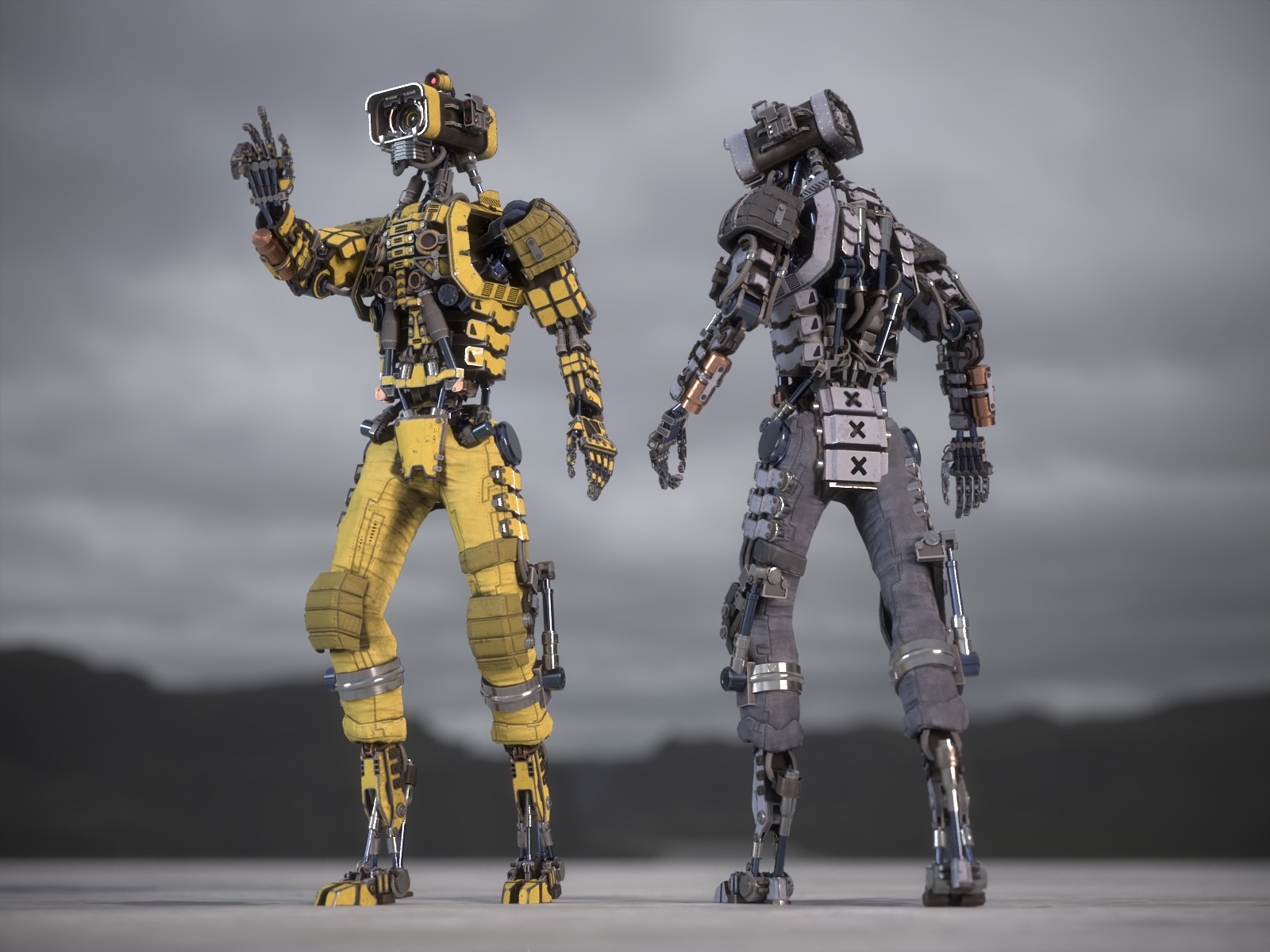 Univesral gameready robot with 3 color options Low-poly 3D model_21