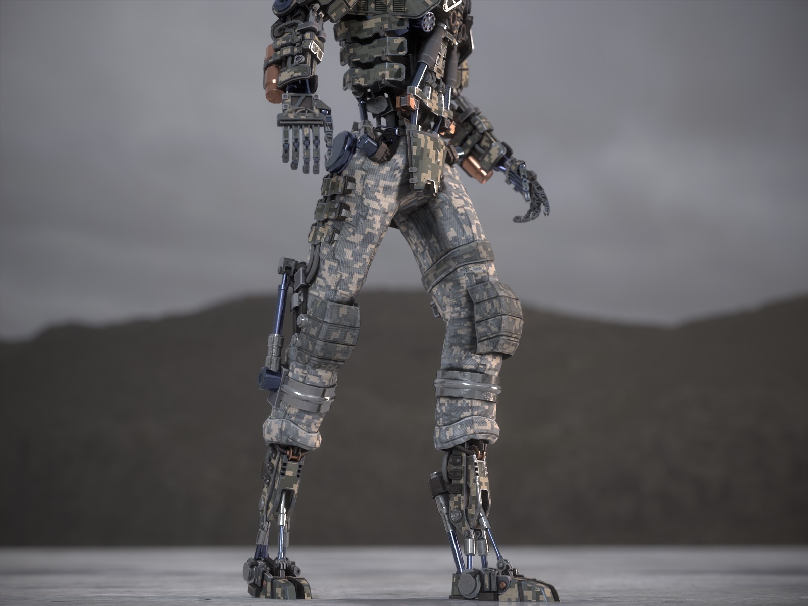 Univesral gameready robot with 3 color options Low-poly 3D model_33