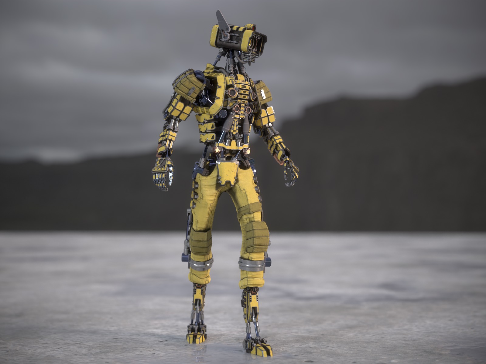 Univesral gameready robot with 3 color options Low-poly 3D model_27