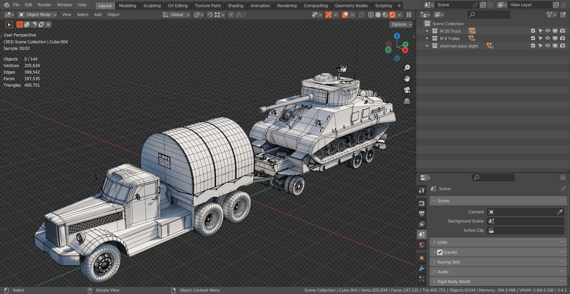 M19 Tank Transporter-Sherman Tank  Base Mesh Model Low-poly 3D model_10