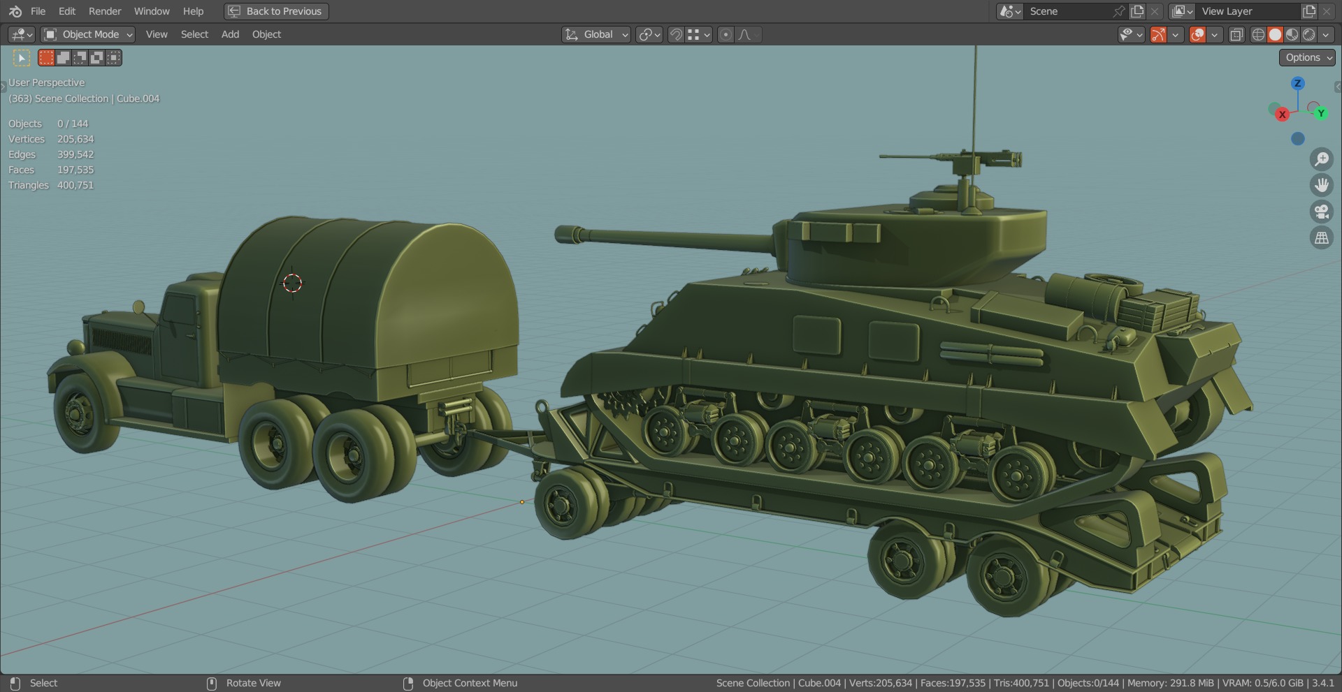 M19 Tank Transporter-Sherman Tank  Base Mesh Model Low-poly 3D model_5