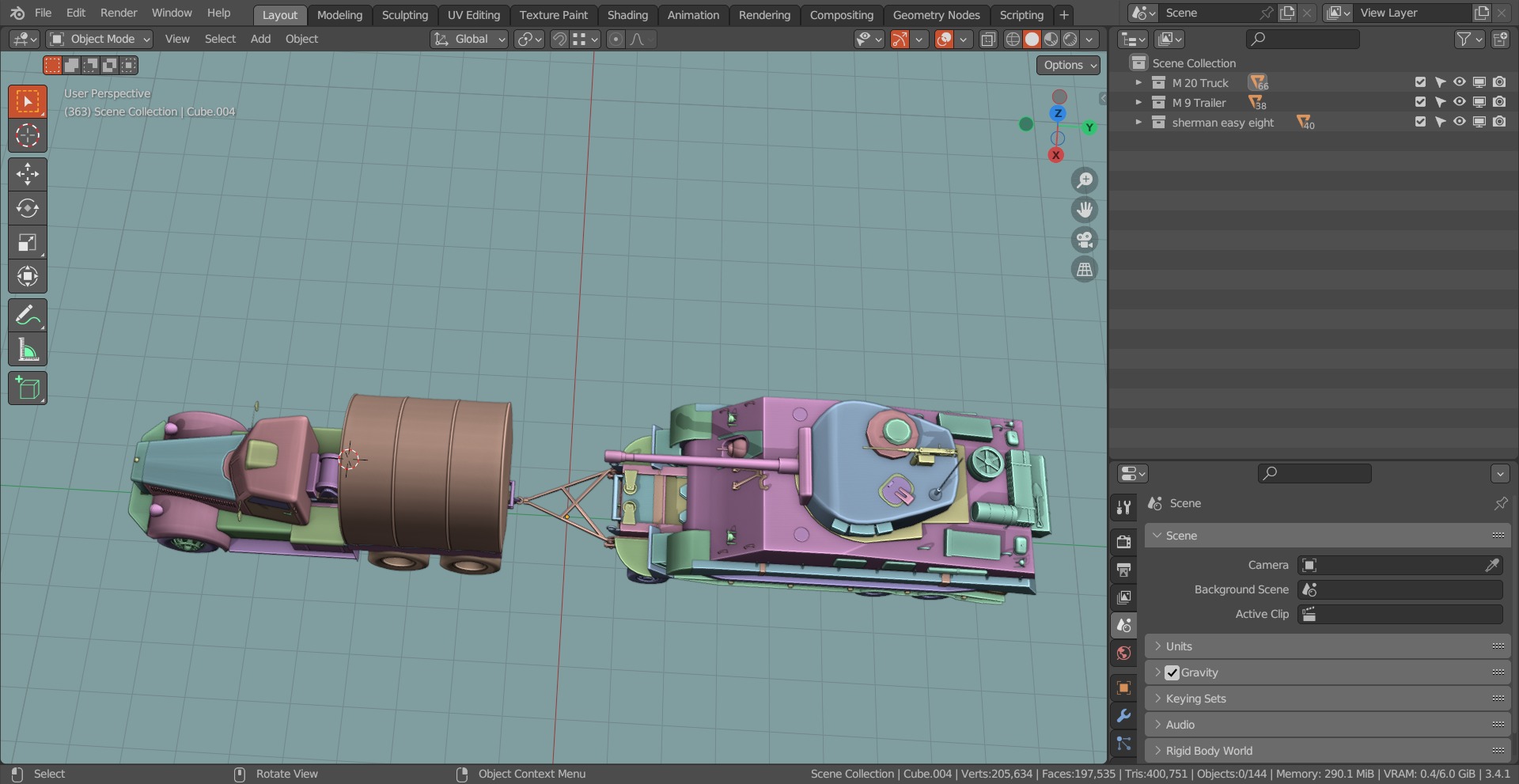 M19 Tank Transporter-Sherman Tank  Base Mesh Model Low-poly 3D model_19