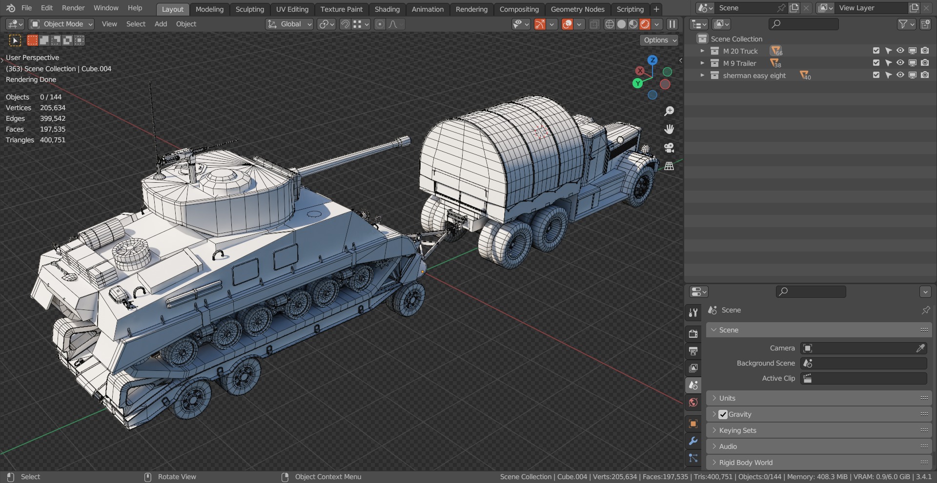 M19 Tank Transporter-Sherman Tank  Base Mesh Model Low-poly 3D model_20