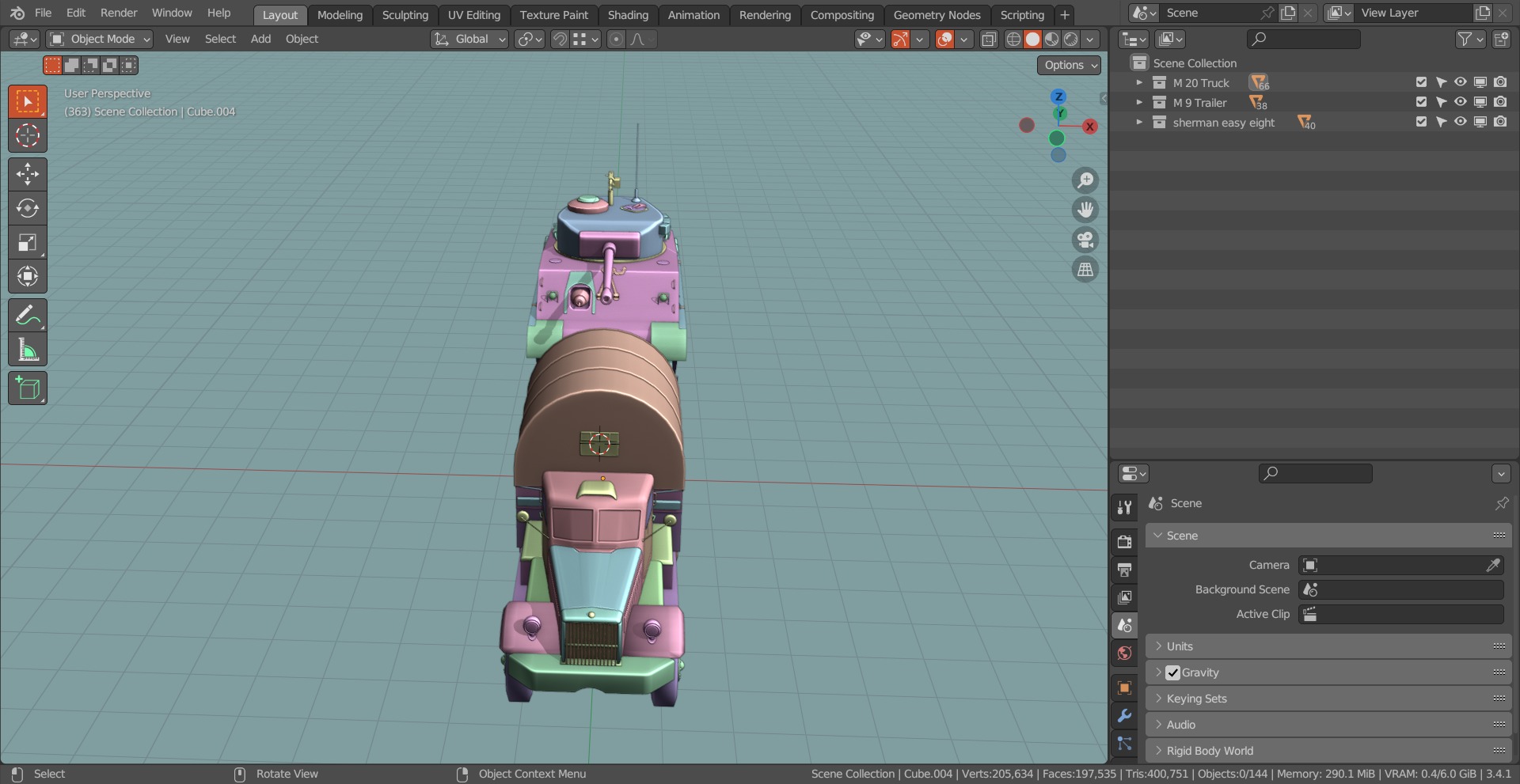 M19 Tank Transporter-Sherman Tank  Base Mesh Model Low-poly 3D model_18