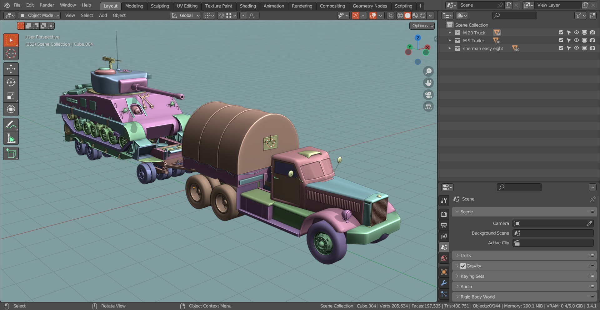 M19 Tank Transporter-Sherman Tank  Base Mesh Model Low-poly 3D model_17