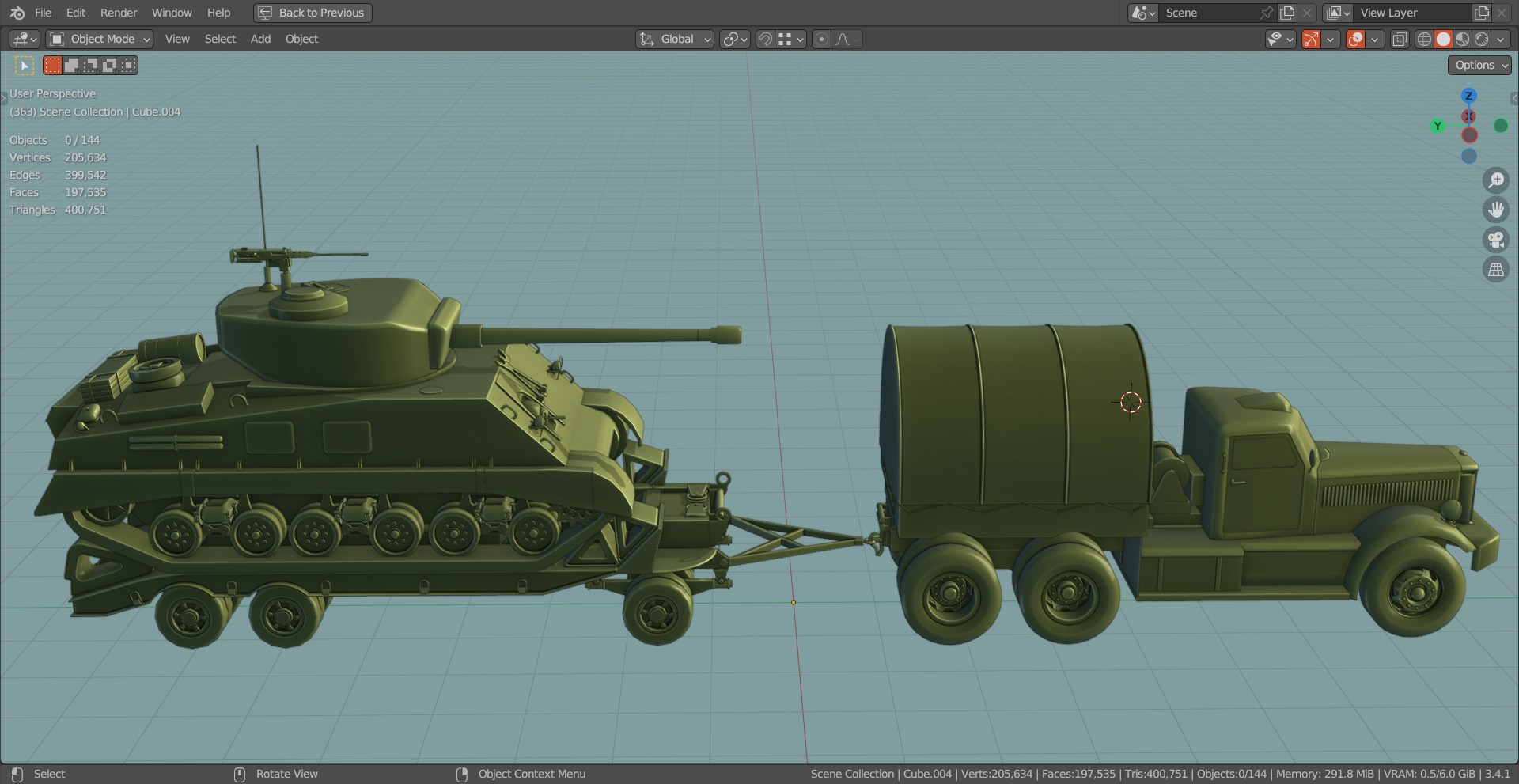 M19 Tank Transporter-Sherman Tank  Base Mesh Model Low-poly 3D model_8