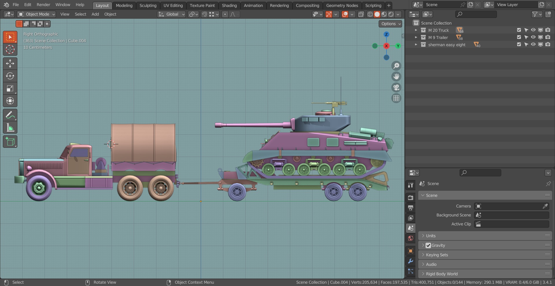 M19 Tank Transporter-Sherman Tank  Base Mesh Model Low-poly 3D model_14