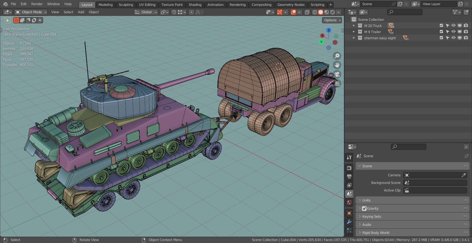 M19 Tank Transporter-Sherman Tank  Base Mesh Model Low-poly 3D model_2
