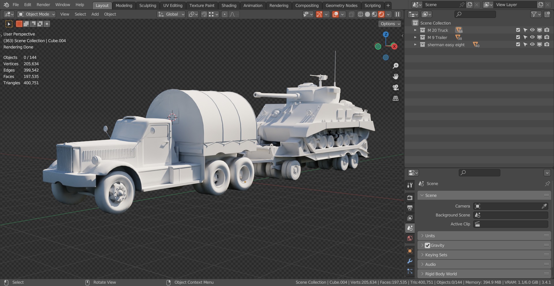 M19 Tank Transporter-Sherman Tank  Base Mesh Model Low-poly 3D model_1