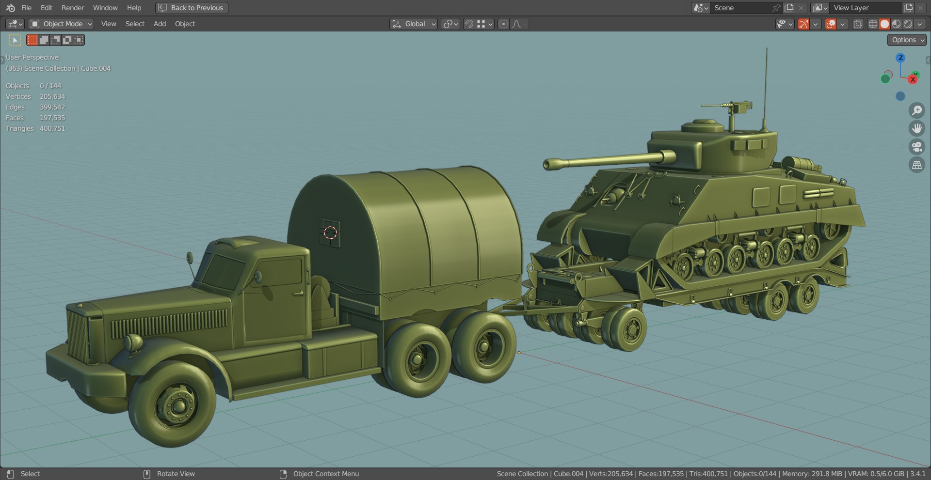M19 Tank Transporter-Sherman Tank  Base Mesh Model Low-poly 3D model_3