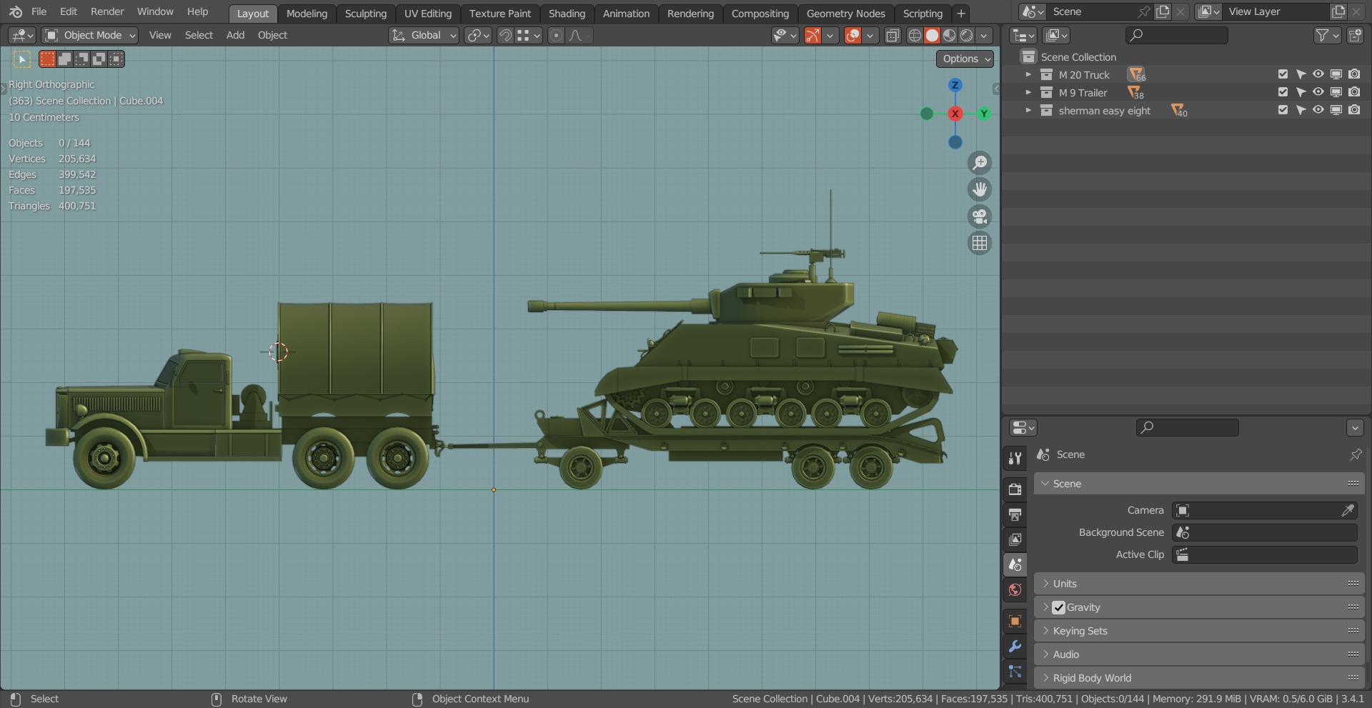 M19 Tank Transporter-Sherman Tank  Base Mesh Model Low-poly 3D model_11