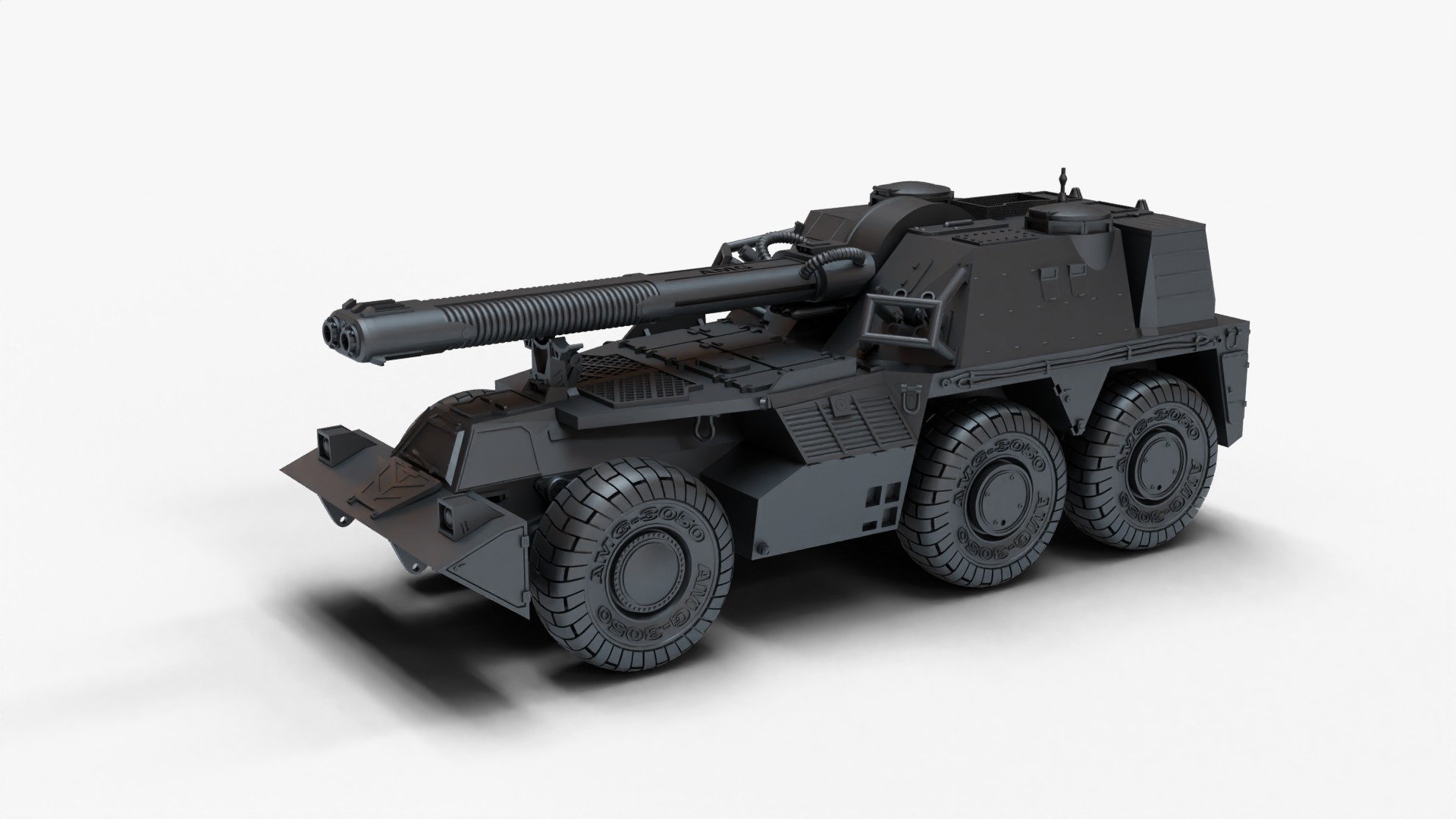 tank gun G6 3D print model_3