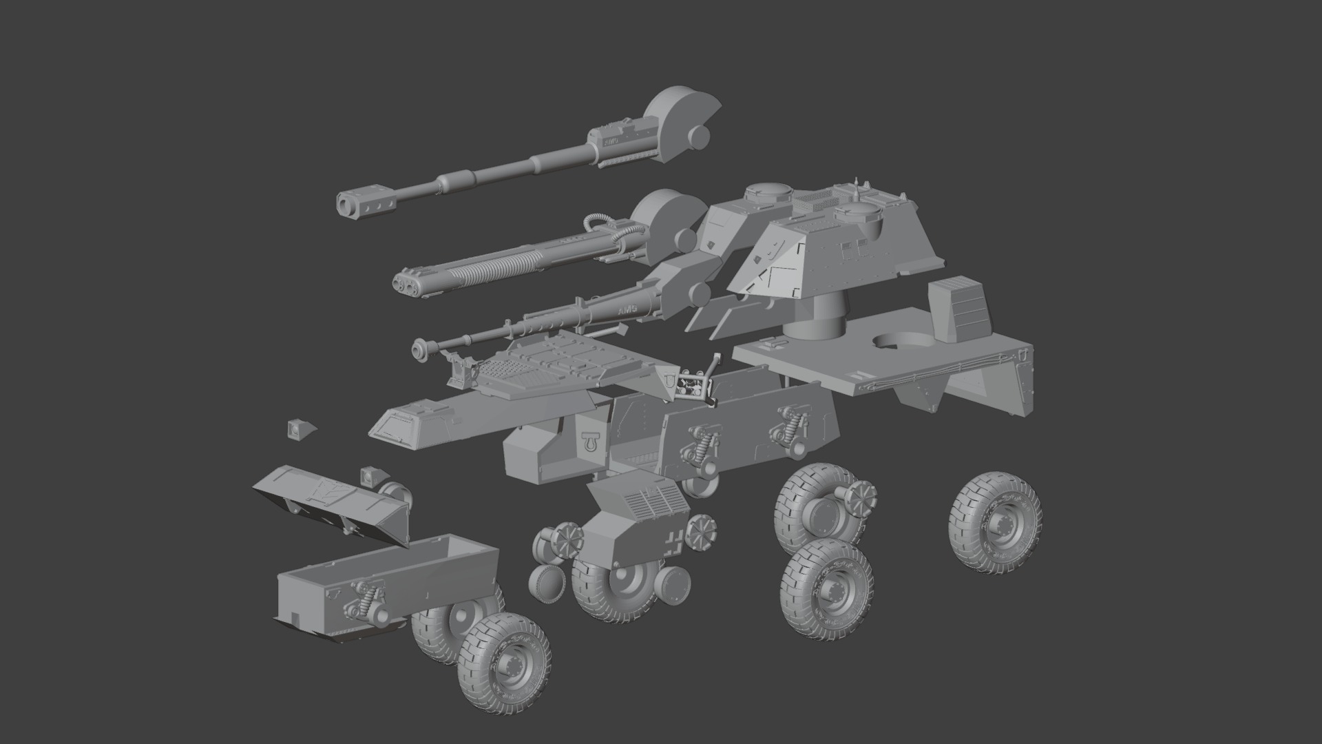 tank gun G6 3D print model_14