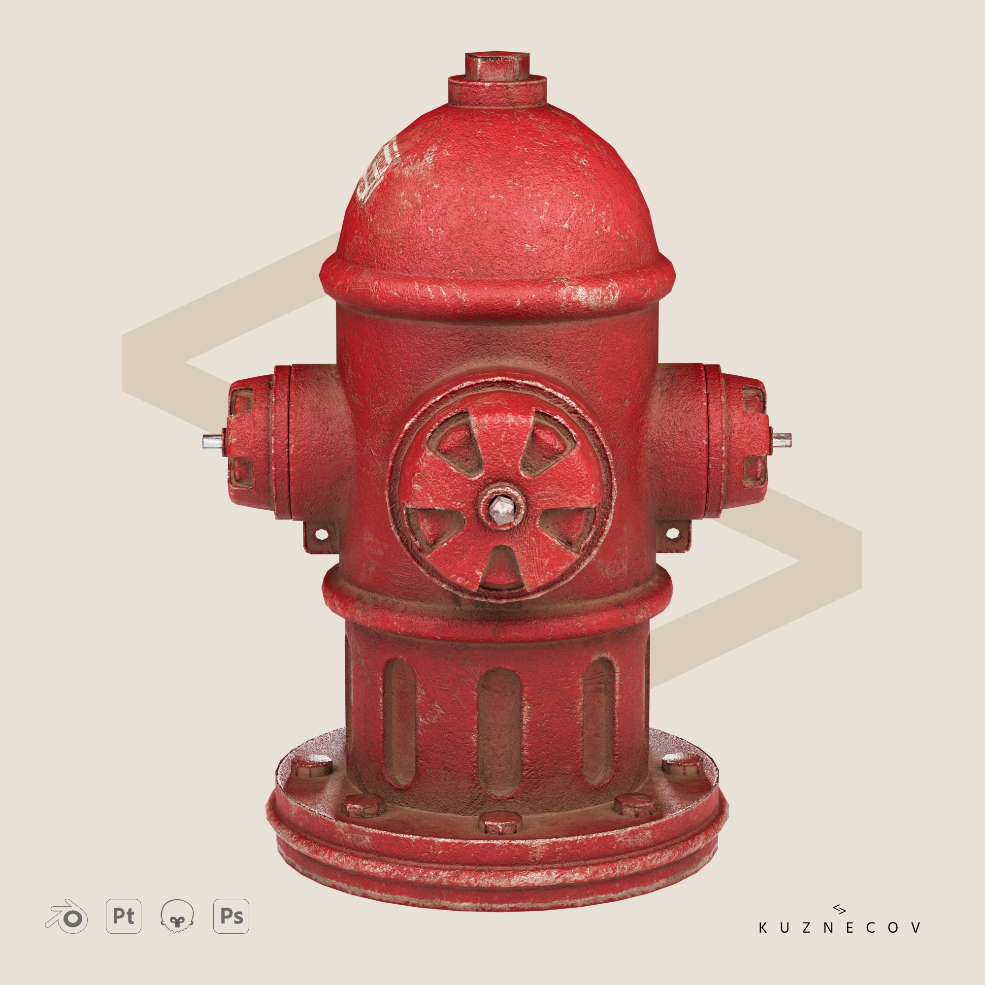 Fire Hydrant GameDev Low-poly 3D model_2