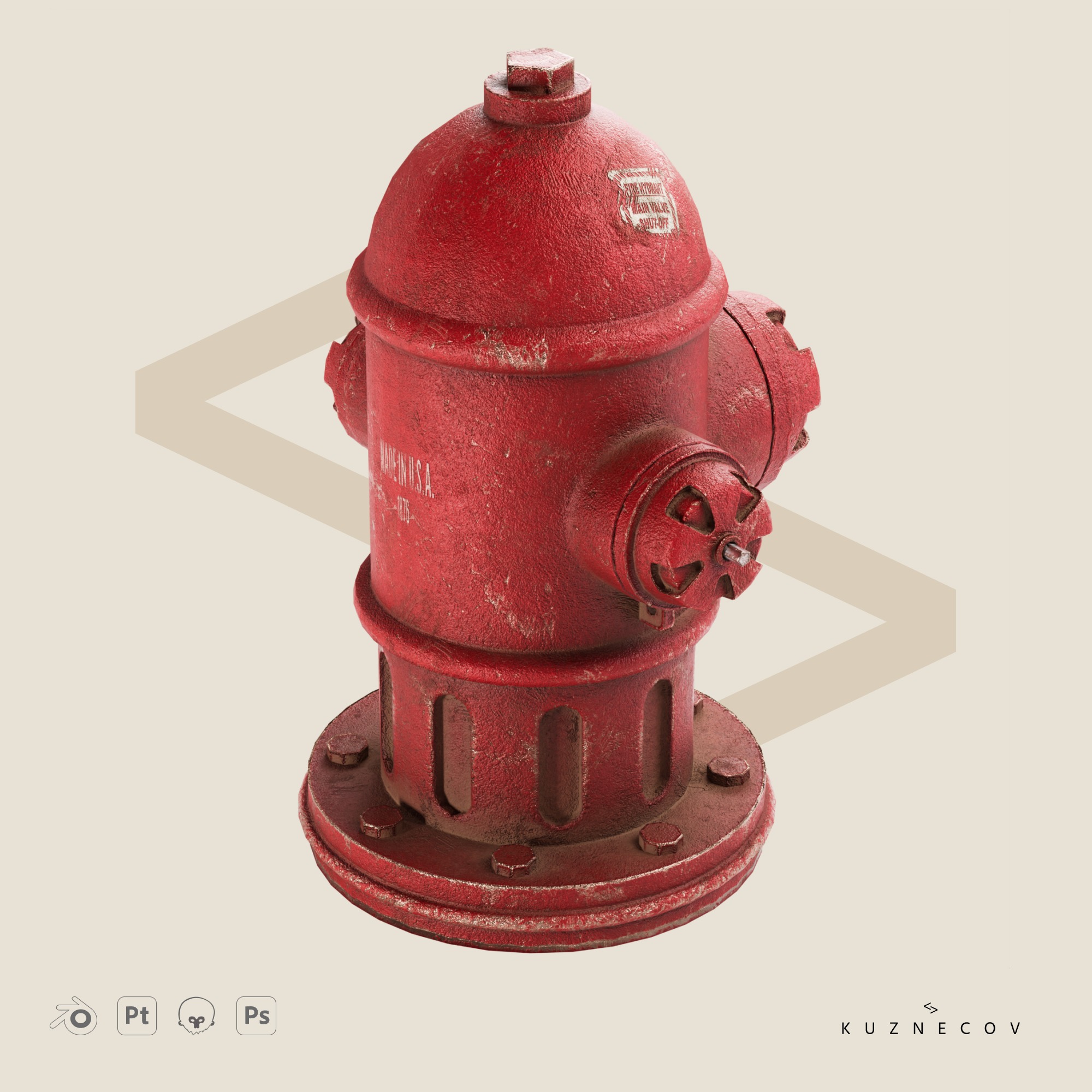 Fire Hydrant GameDev Low-poly 3D model_5