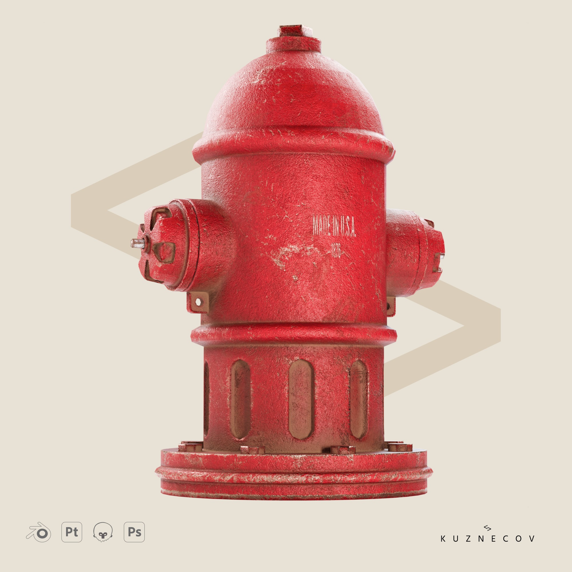 Fire Hydrant GameDev Low-poly 3D model_4