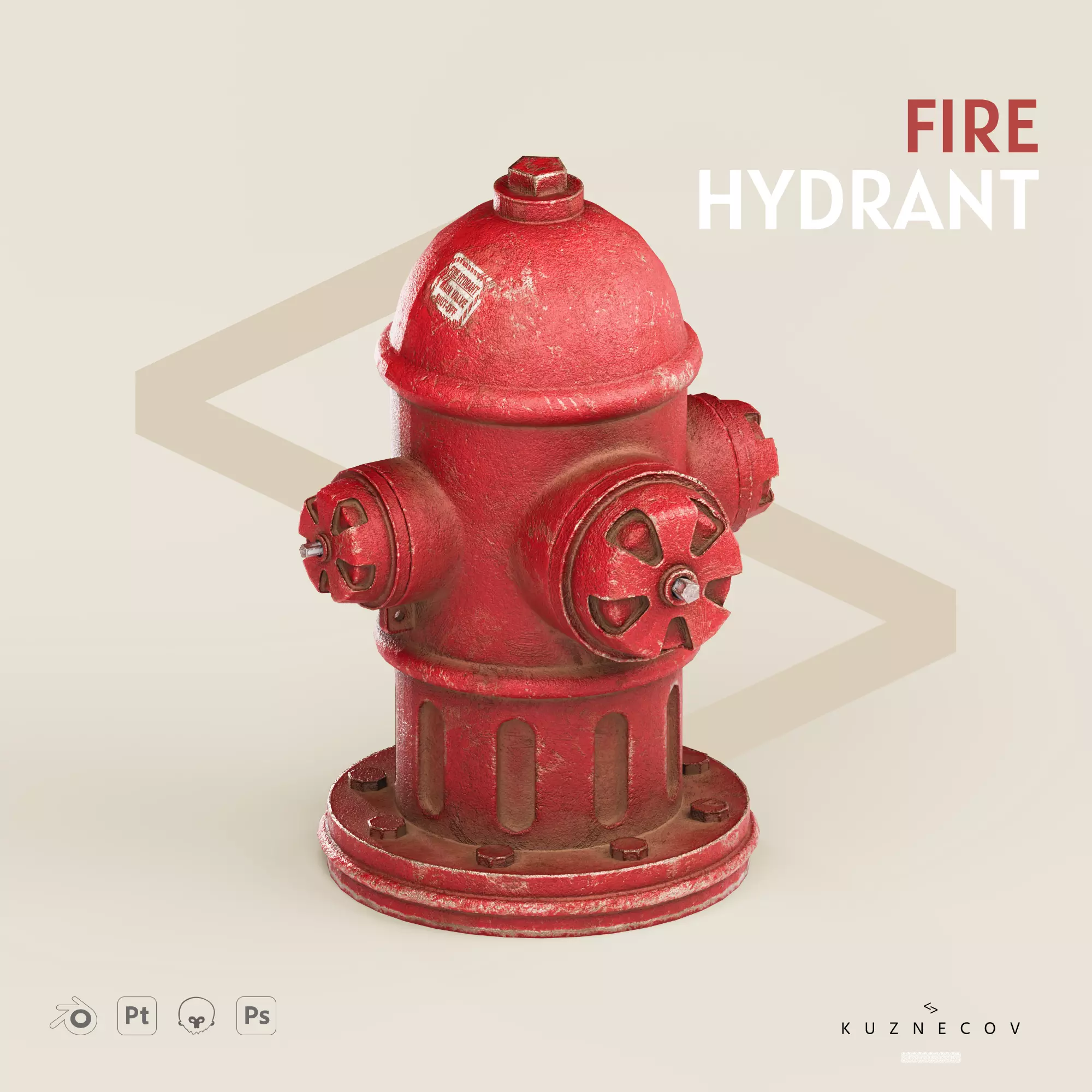 Fire Hydrant GameDev Low-poly 3D model_0