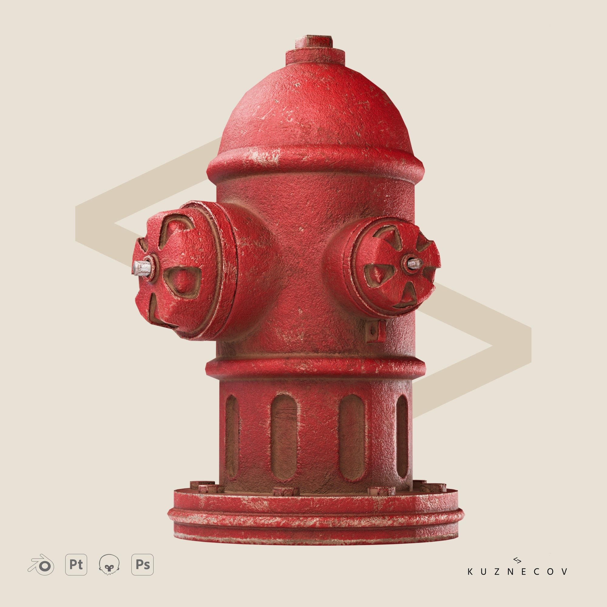 Fire Hydrant GameDev Low-poly 3D model_3