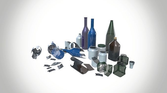 Glass Wine Bottle Storage Bottle with Lid Cap Low-poly 3D model