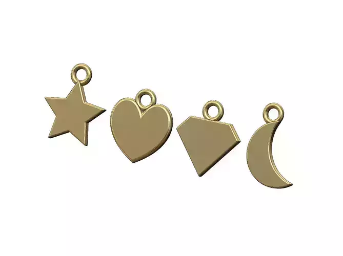 Charms miniset heart moon diamond star 