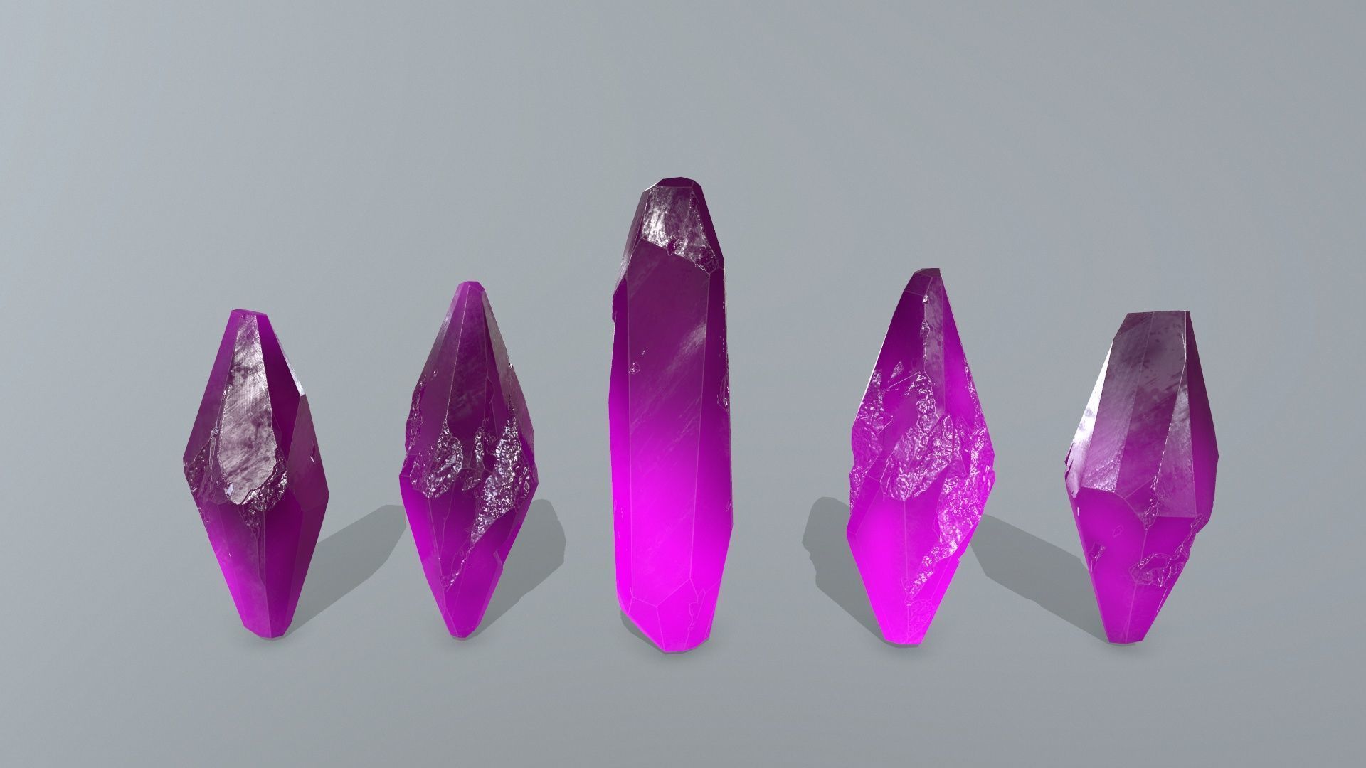 crystal set 2 Low-poly 3D model_3